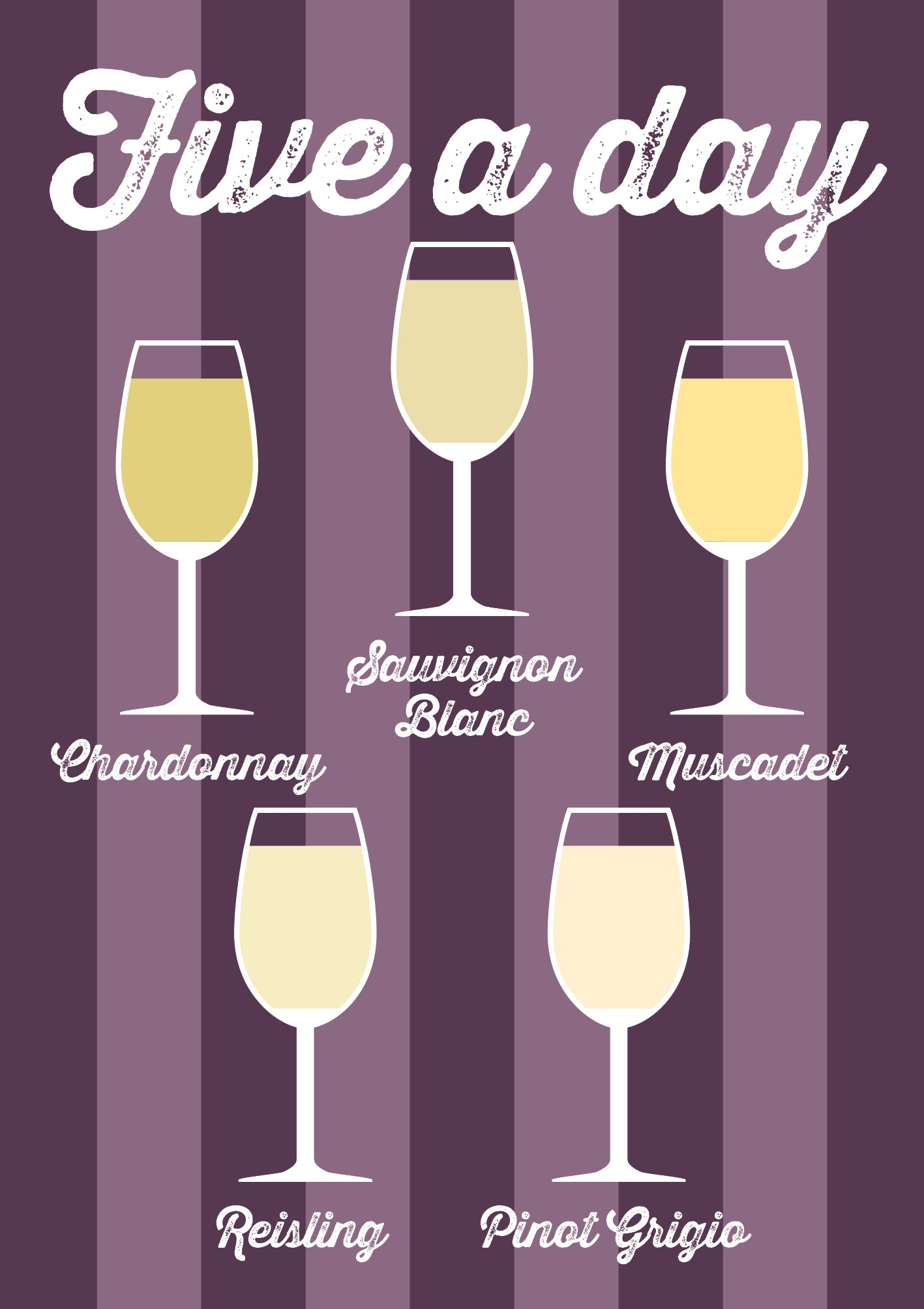 Five-A-Day White Wine Greeting Card
