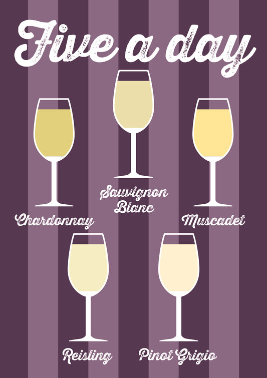 Five-A-Day White Wine Greeting Card