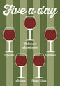 Five-A-Day Red Wine Greeting Card