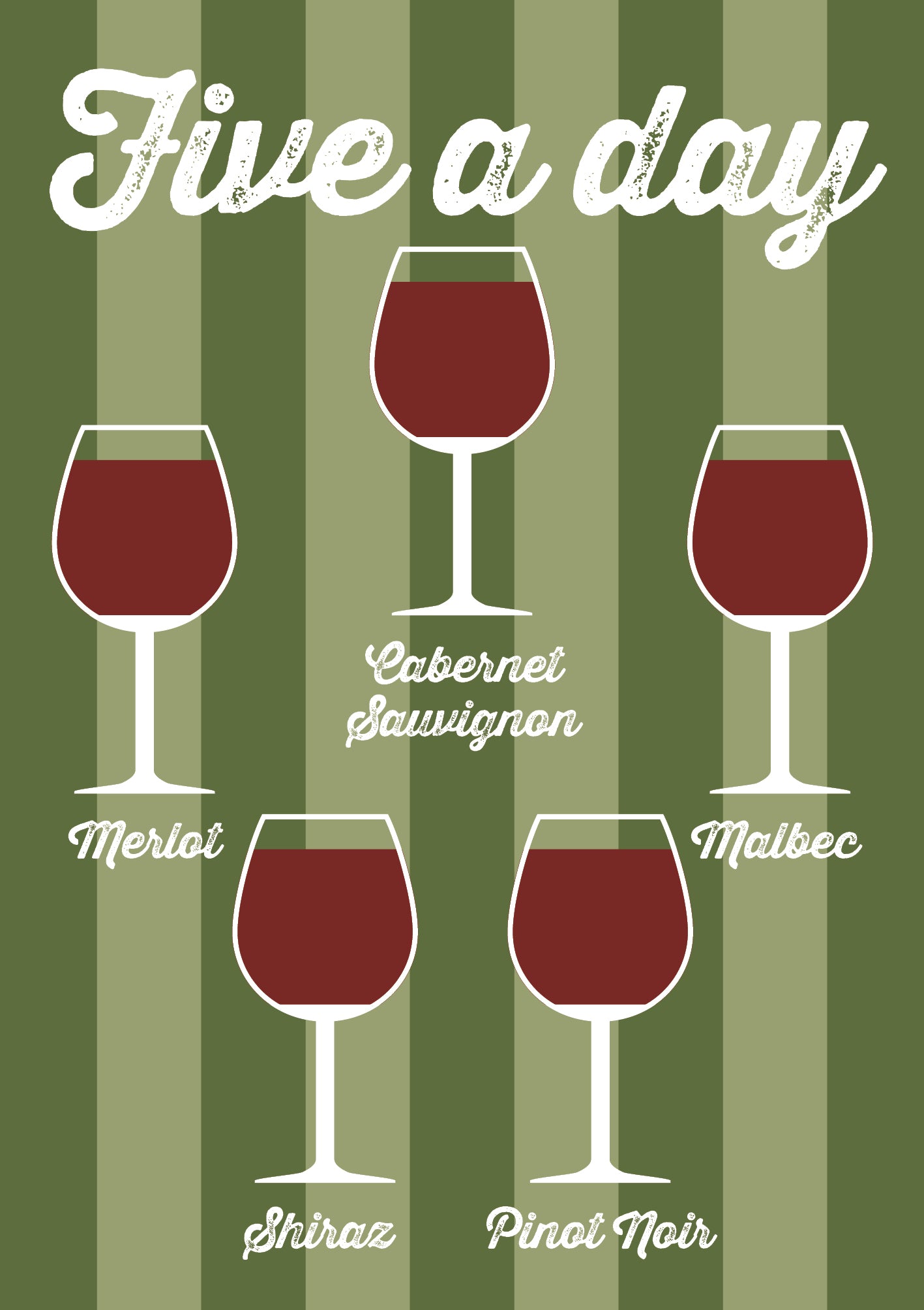 Five-A-Day Red Wine Greeting Card