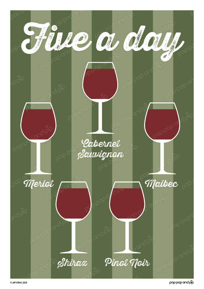 Five A Day - Red Wine Poster