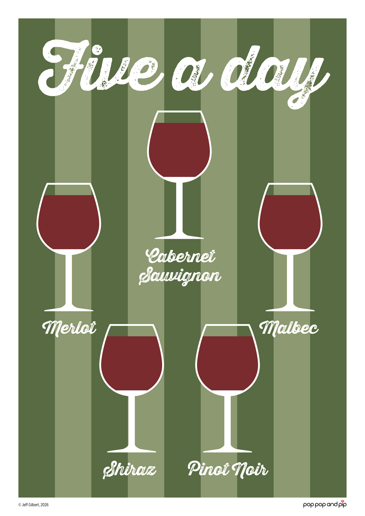 Five A Day - Red Wine Art Print